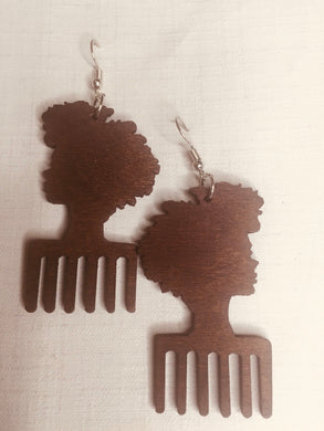 Sister Girl Wooden Comb Earrings