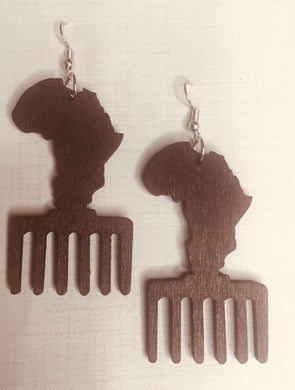 Africa Wooden Comb Earrings